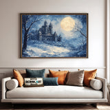 Medieval Castle Full Moon Historical Oil Painting - image 4