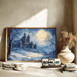 Medieval Castle Full Moon Historical Oil Painting - image 6