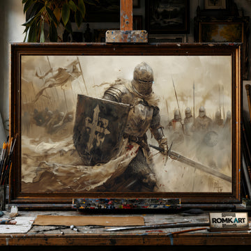 Medieval Knight hand-painted oil painting on canvas