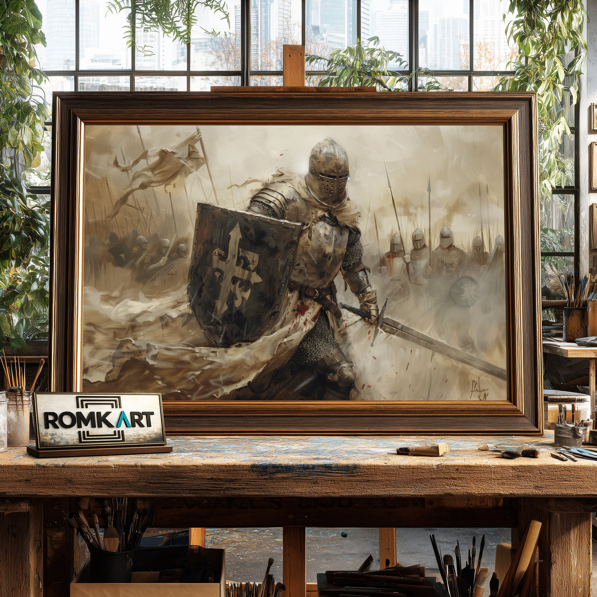 Medieval Knight Historical Oil Painting - image 2