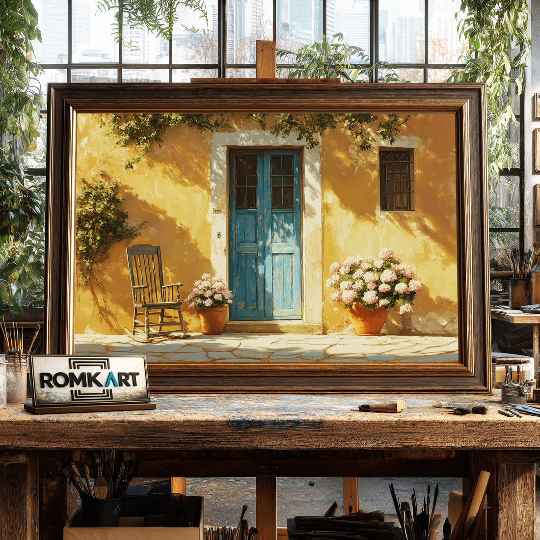 Mediterranean Doorway hand-painted oil painting on canvas