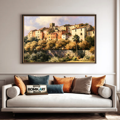 Mediterranean Hill Town Cityscape Oil Painting - image 4