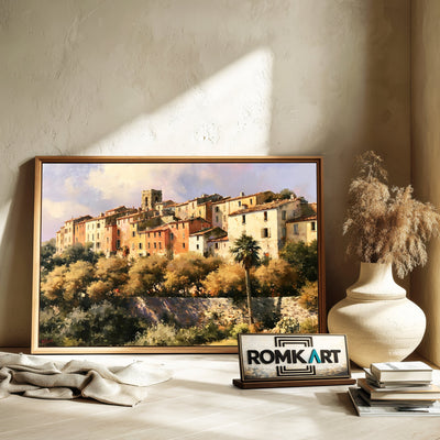 Mediterranean Hill Town Cityscape Oil Painting - image 6