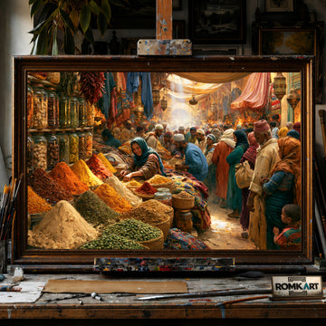 Middle Eastern Spice Bazaar hand-painted oil painting on canvas