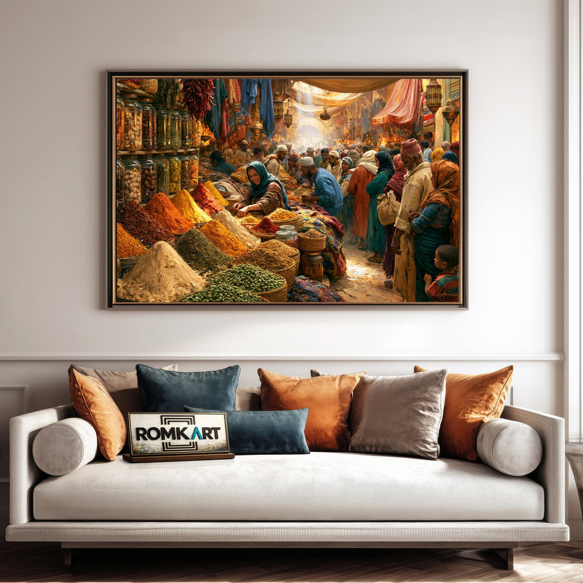 Middle Eastern Spice Bazaar Indian Art Oil Painting - image 4