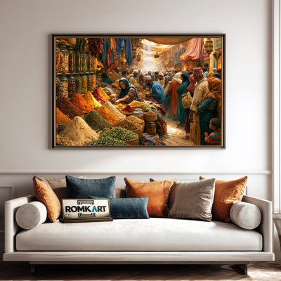 Middle Eastern Spice Bazaar Indian Art Oil Painting - image 4