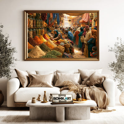 Middle Eastern Spice Bazaar Indian Art Oil Painting - image 5