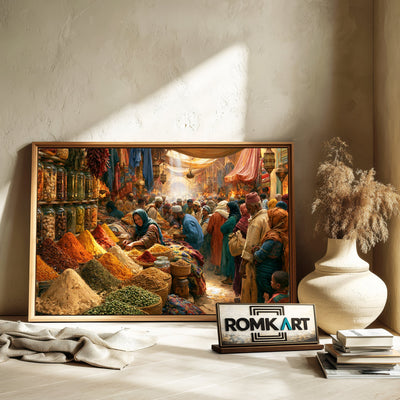 Middle Eastern Spice Bazaar Indian Art Oil Painting - image 6