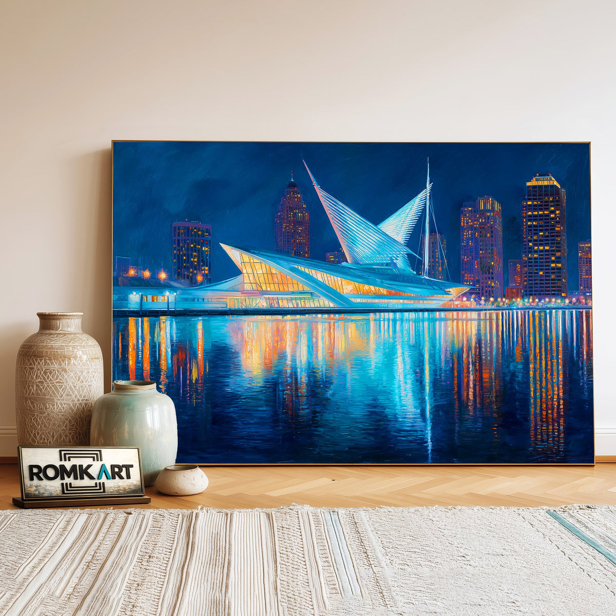 Milwaukee Skyline Oil Painting - image 3