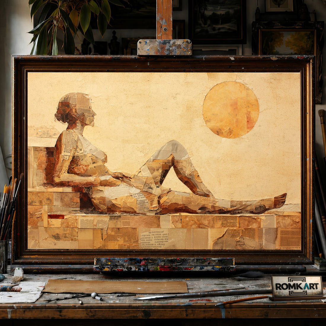 Minimalist Women and Moon - Hand-Painted Oil Painting - View 1