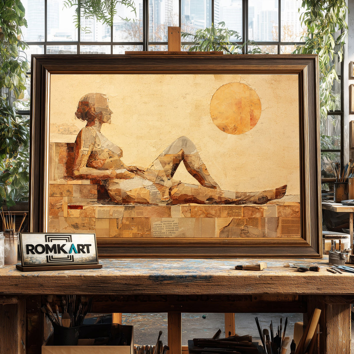Minimalist Women And Moon Oil Painting - image 2