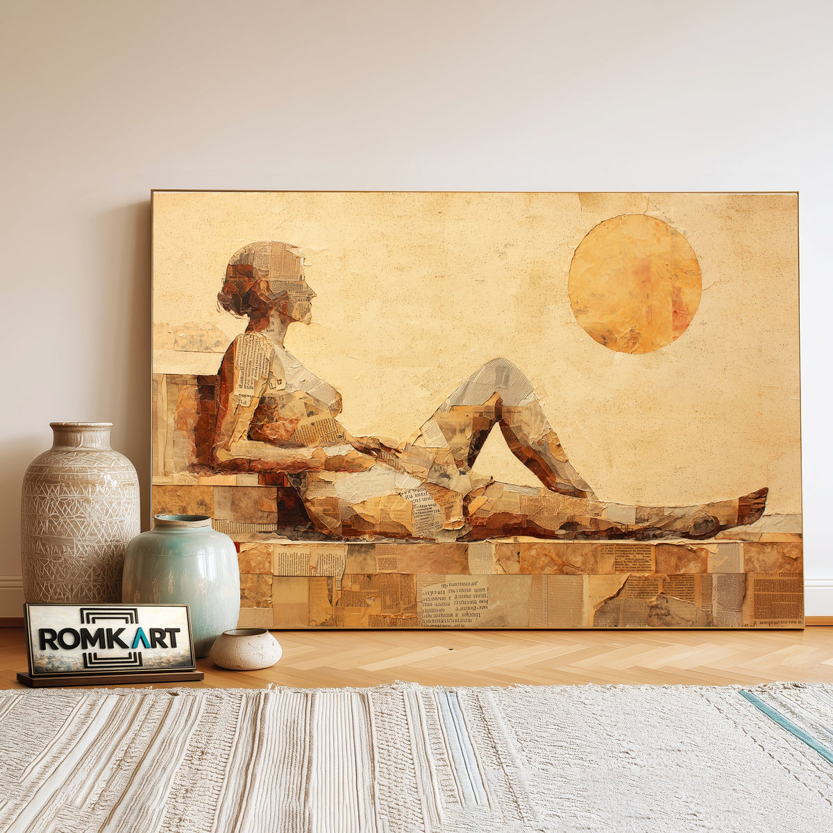 Minimalist Women And Moon Oil Painting - image 3