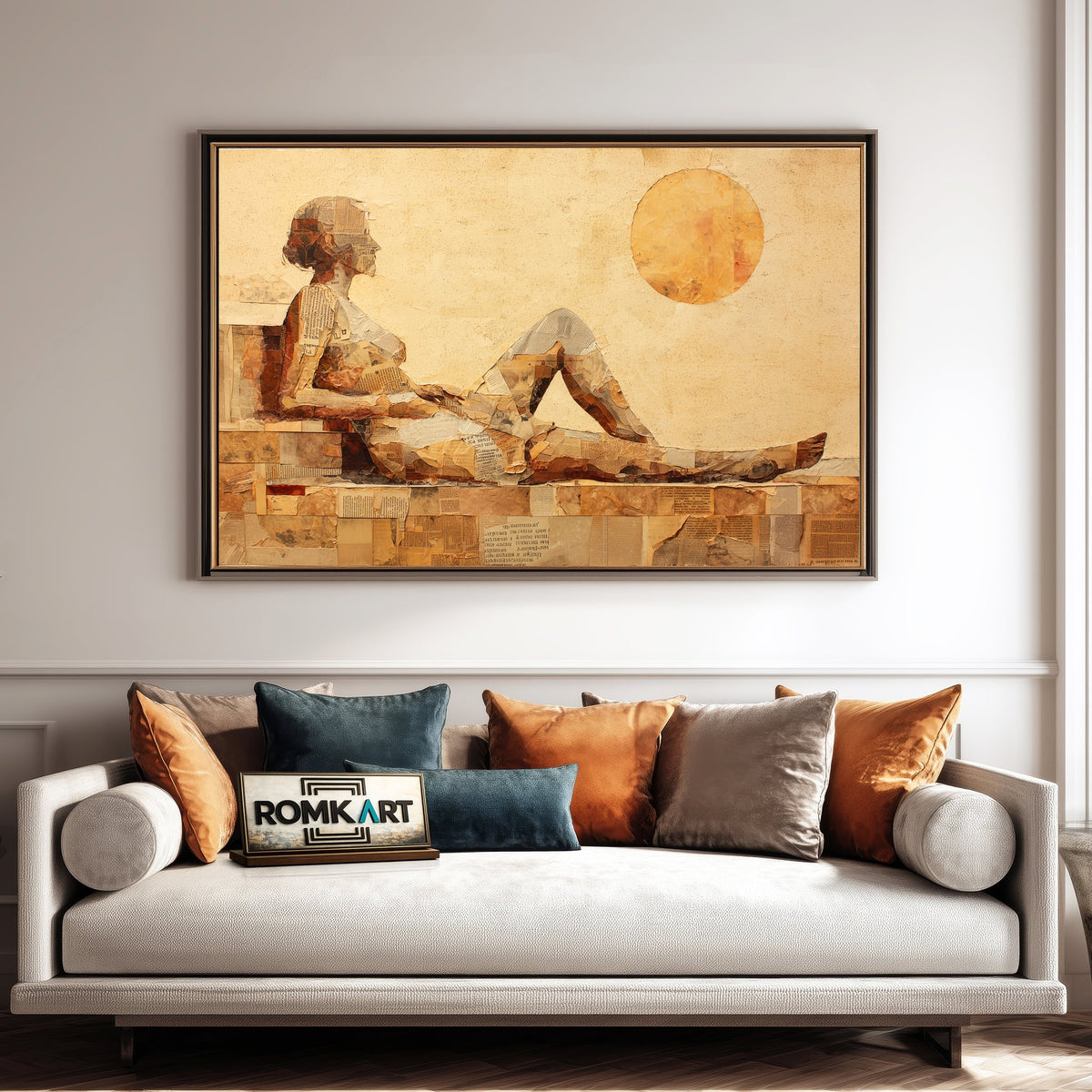 Minimalist Women And Moon Oil Painting - image 4