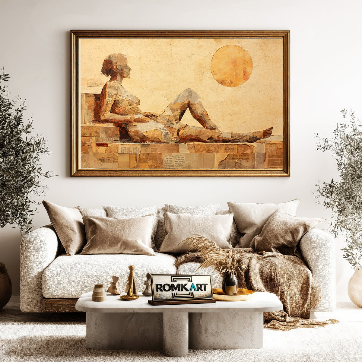 Minimalist Women And Moon Oil Painting - image 5
