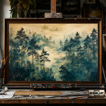 Misty Forest Morning hand-painted oil painting on canvas