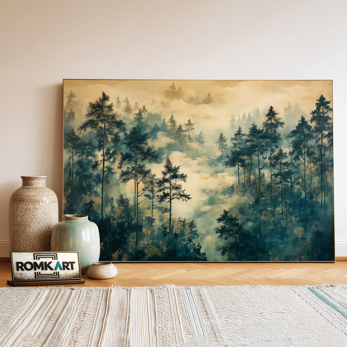 Misty Forest Morning Forest Landscape Oil Painting - image 3