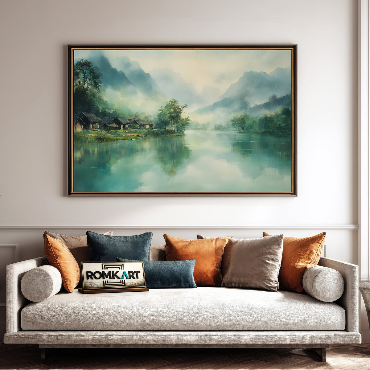 Misty Morning in Chinese Village Asian Art Oil Painting - image 4