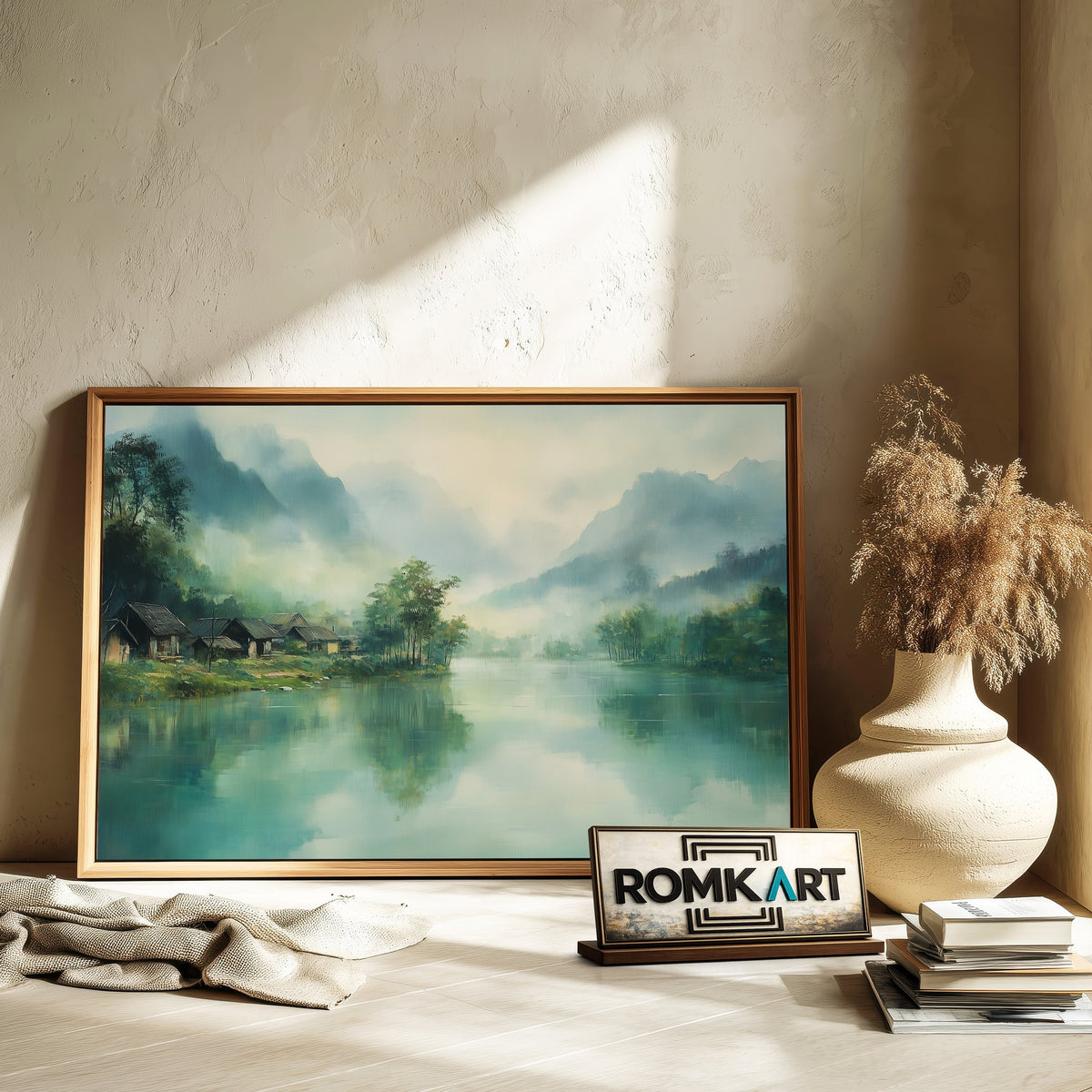 Misty Morning in Chinese Village Asian Art Oil Painting - image 6