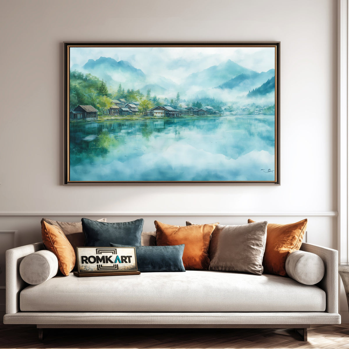 Misty Village Asian Oil Painting - image 4