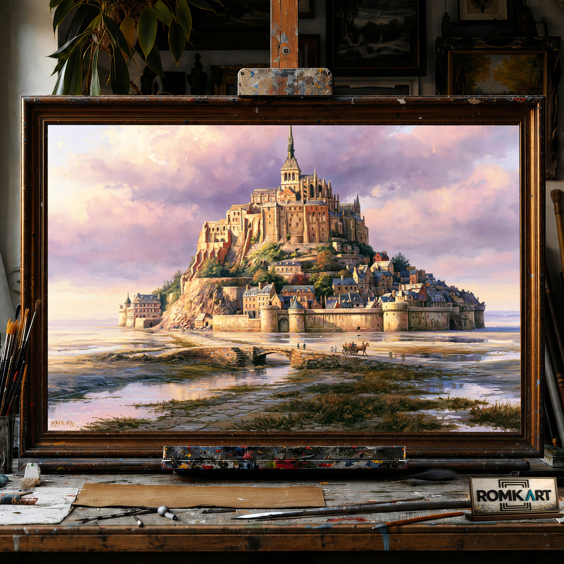 Mont Saint Michel hand-painted oil painting on canvas