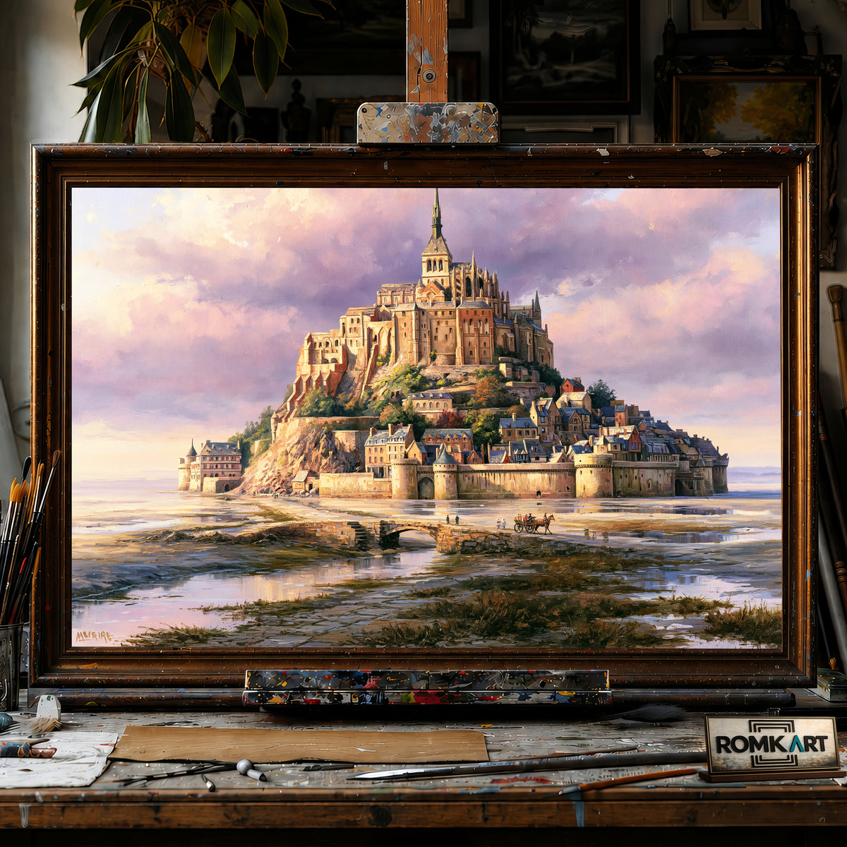 Mont Saint Michel hand-painted oil painting on canvas