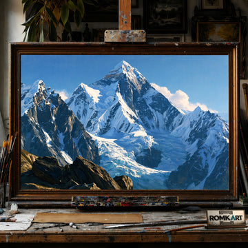 Monumental Himalayan panorama - Hand-Painted Oil Painting - View 1