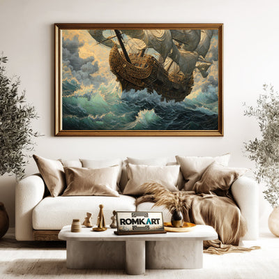 Monumental Pirate Ship Oil Painting - image 5
