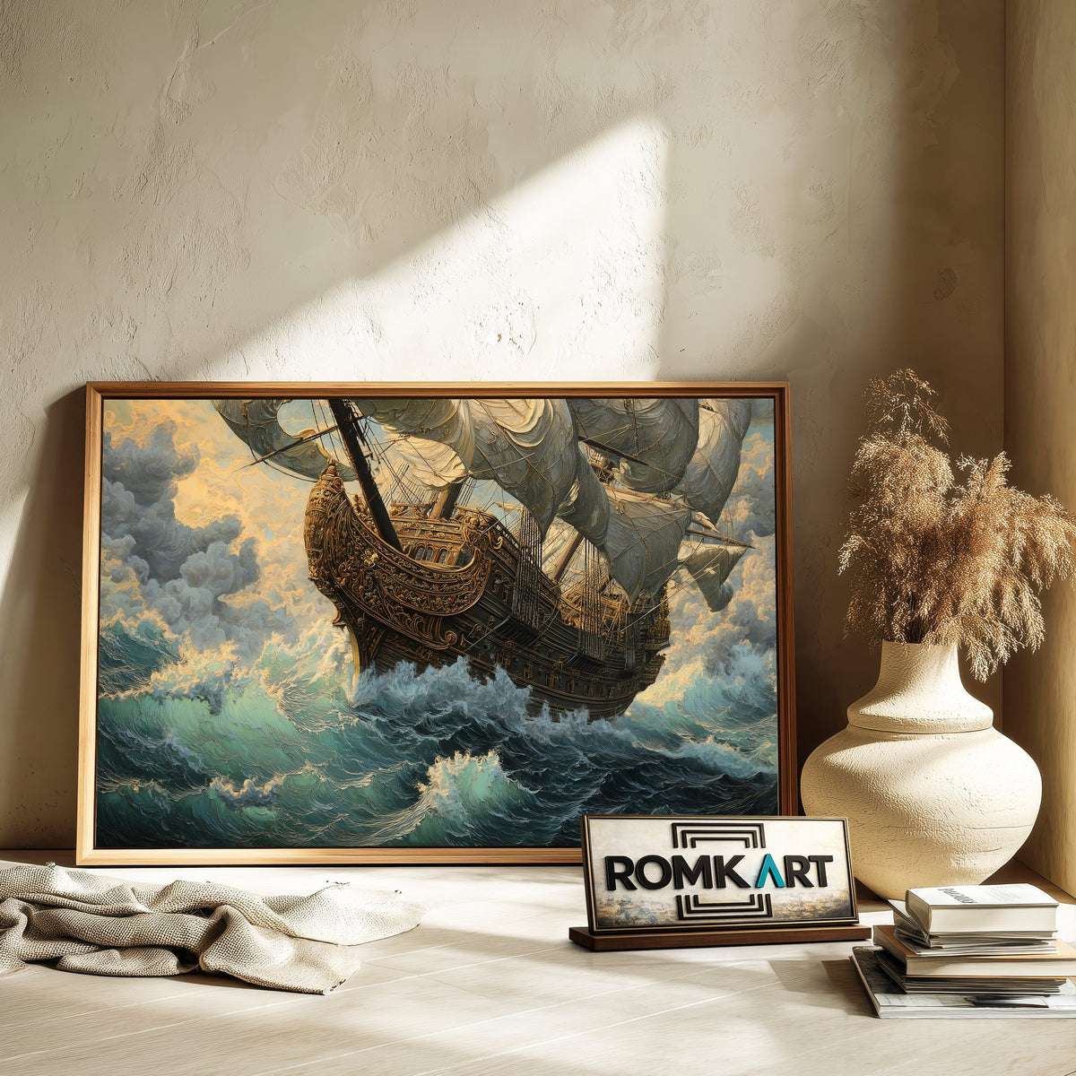 Monumental Pirate Ship Oil Painting - image 6