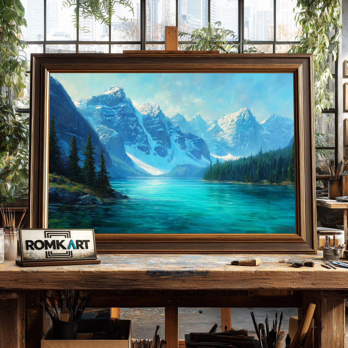 Moraine Alpine Lake Waterscape Oil Painting - image 2