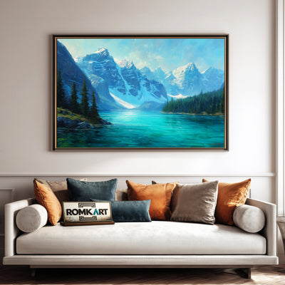 Moraine Alpine Lake Waterscape Oil Painting - image 4