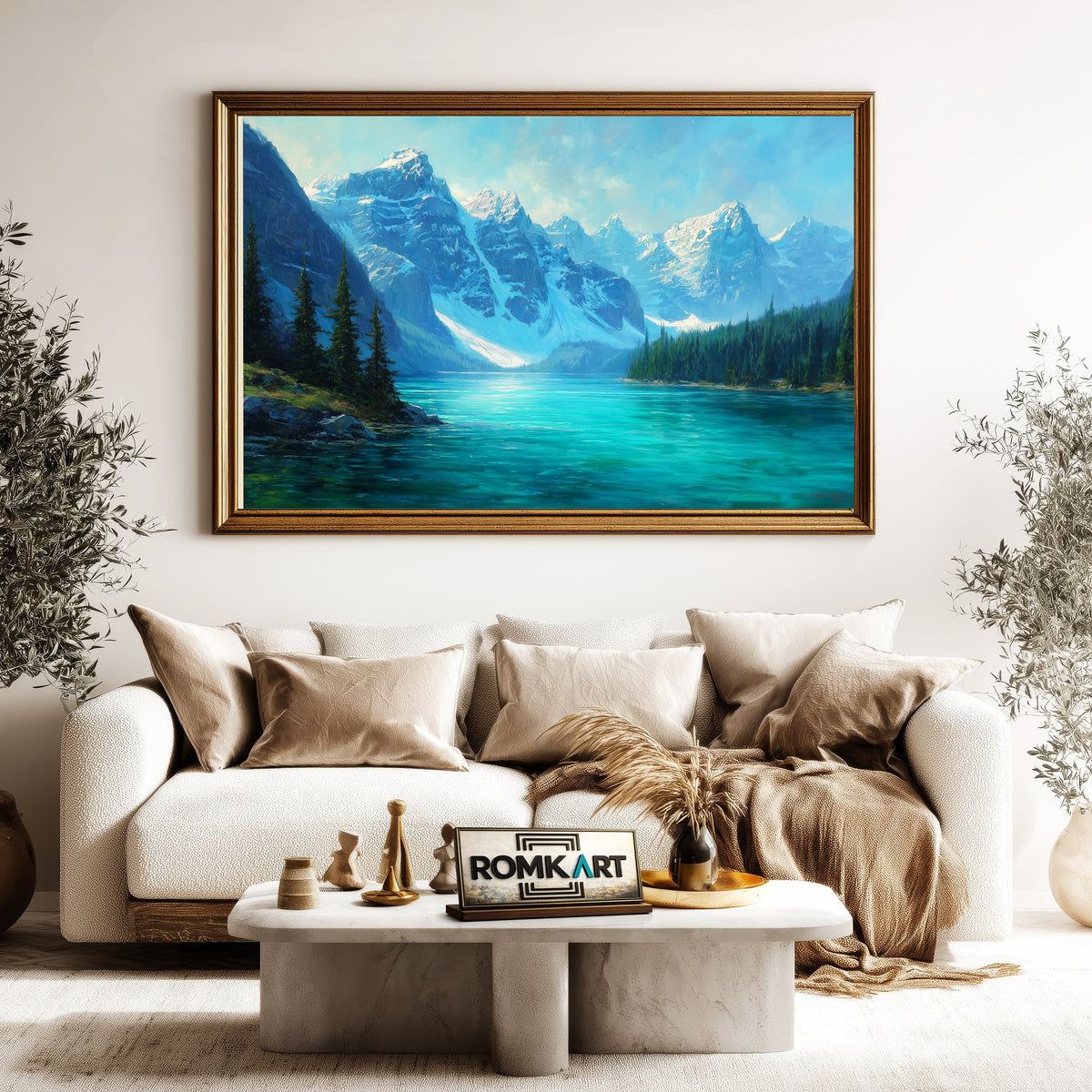 Moraine Alpine Lake Waterscape Oil Painting - image 5
