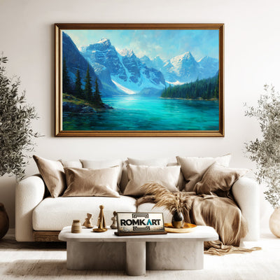 Moraine Alpine Lake Waterscape Oil Painting - image 5