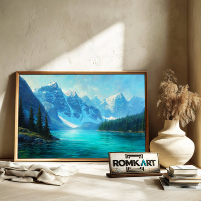 Moraine Alpine Lake Waterscape Oil Painting - image 6