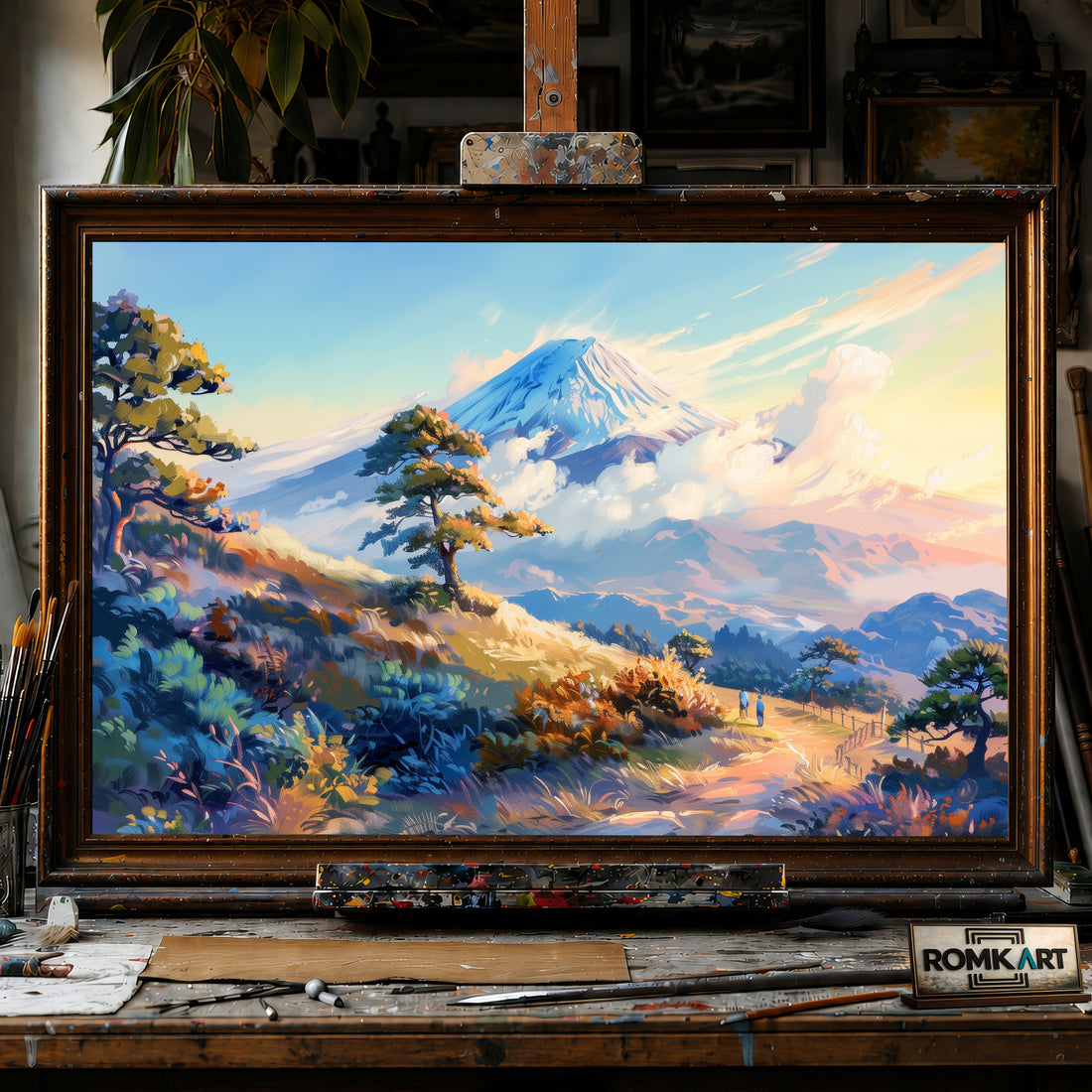 Mount Fuji Anime hand-painted oil painting on canvas