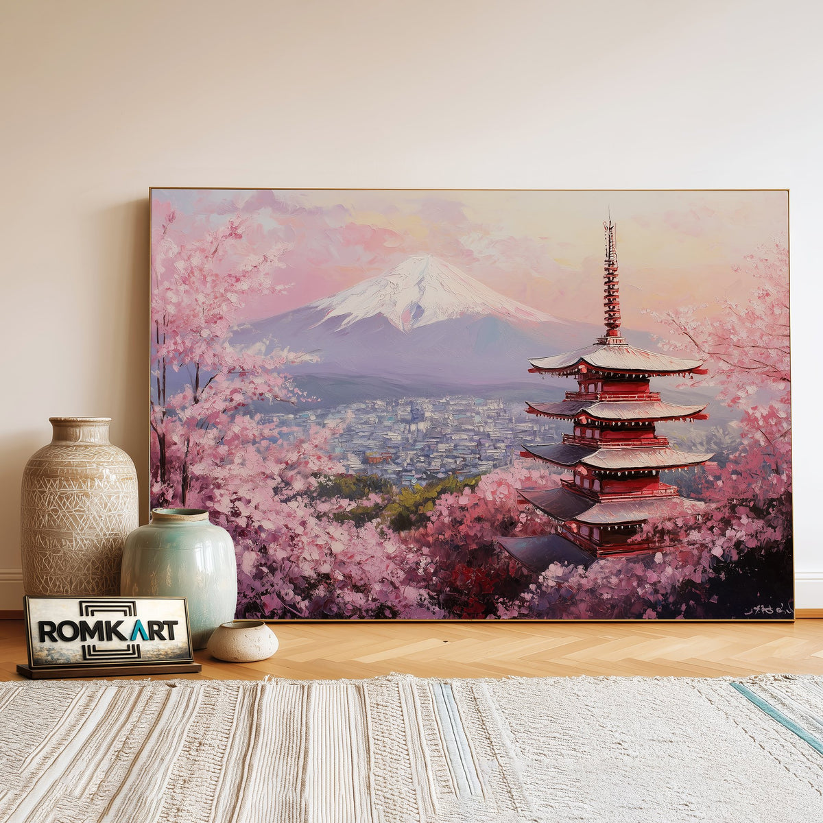 Mount Fuji at Sunset Landscape Oil Painting - image 3