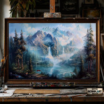 Mountain Landscape hand-painted oil painting on canvas
