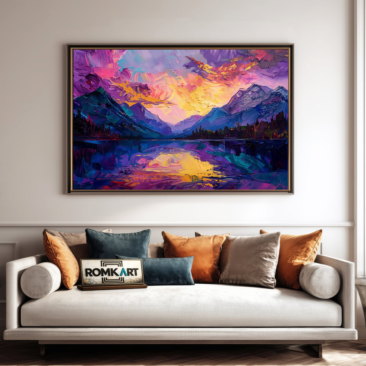 Mountain Landscape Twilight Oil Painting - image 4