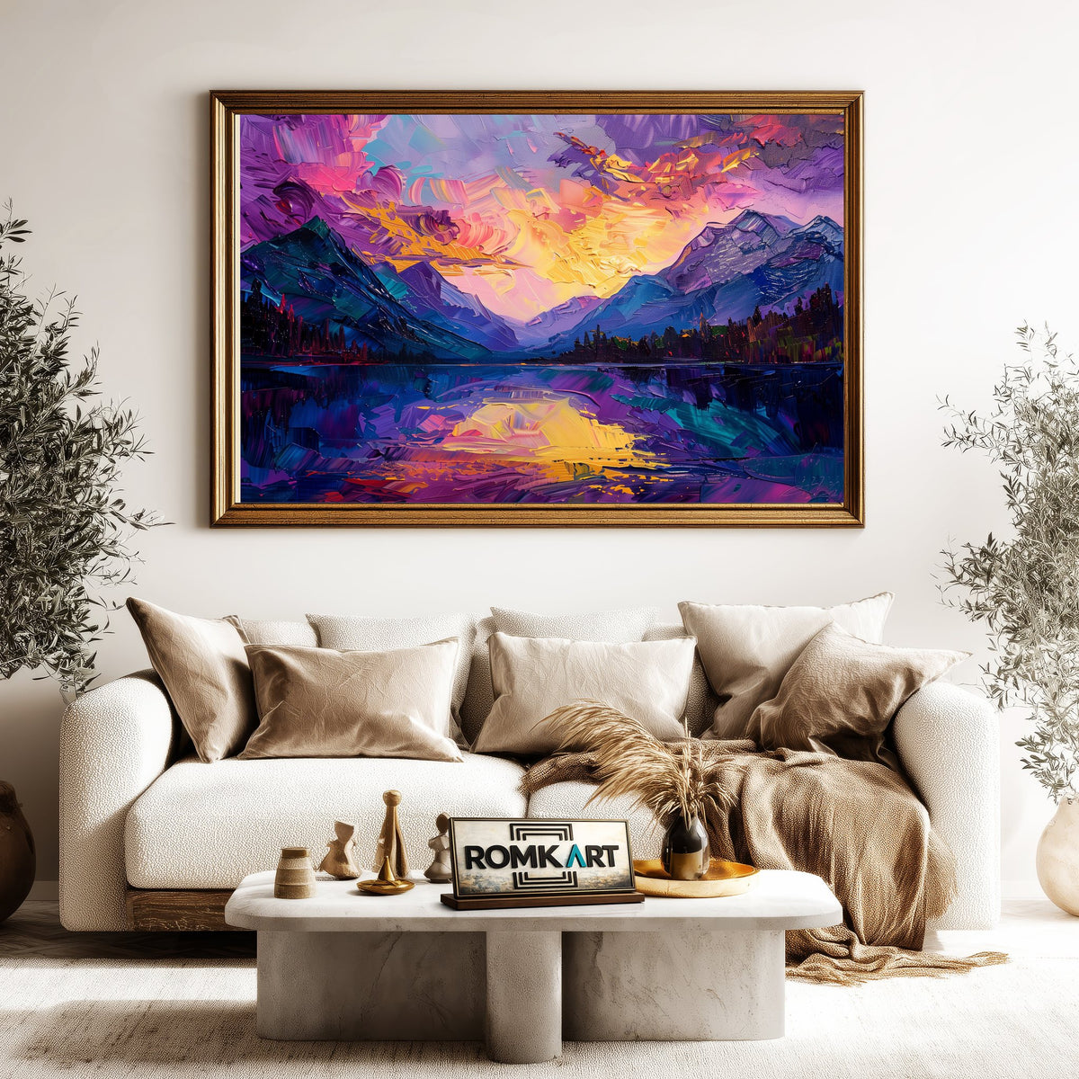 Mountain Landscape Twilight Oil Painting - image 5