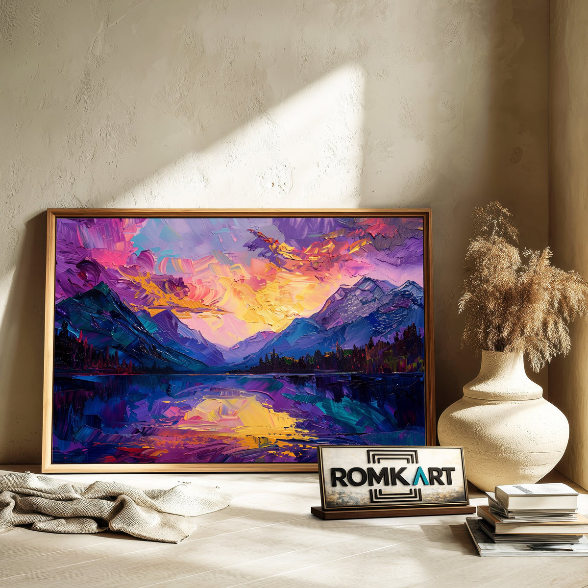Mountain Landscape Twilight Oil Painting - image 6
