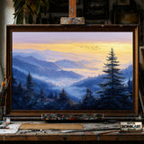 Mountain over Sunrise hand-painted oil painting on canvas