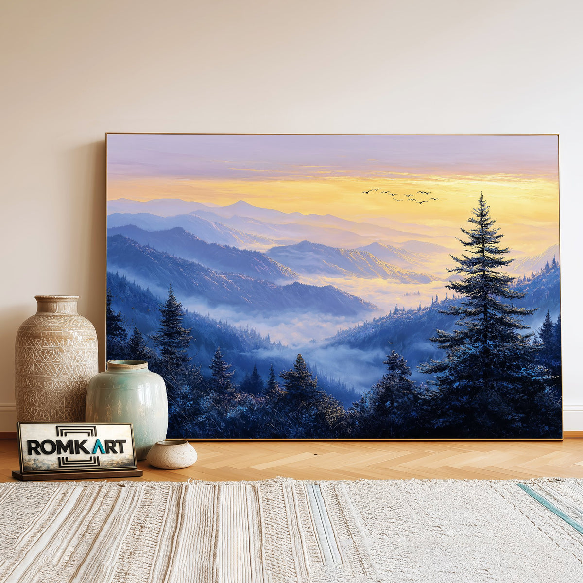 Mountain over Sunrise Landscape Oil Painting - image 3
