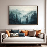 Mountain Pine Forest Foggy Forest Landscape Oil Painting - image 4