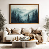 Mountain Pine Forest Foggy Forest Landscape Oil Painting - image 5