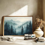 Mountain Pine Forest Foggy Forest Landscape Oil Painting - image 6