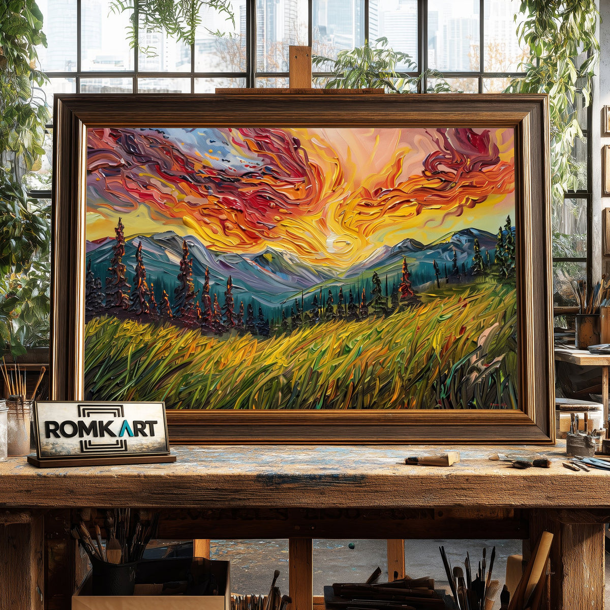 Mountain Pine Tree Landscape Forest Landscape Oil Painting - image 2
