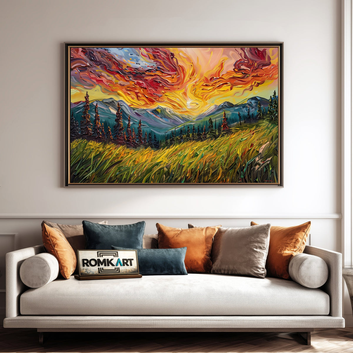 Mountain Pine Tree Landscape Forest Landscape Oil Painting - image 4