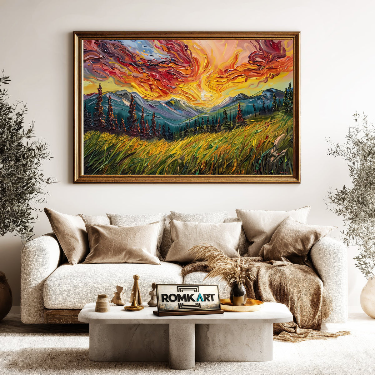 Mountain Pine Tree Landscape Forest Landscape Oil Painting - image 5