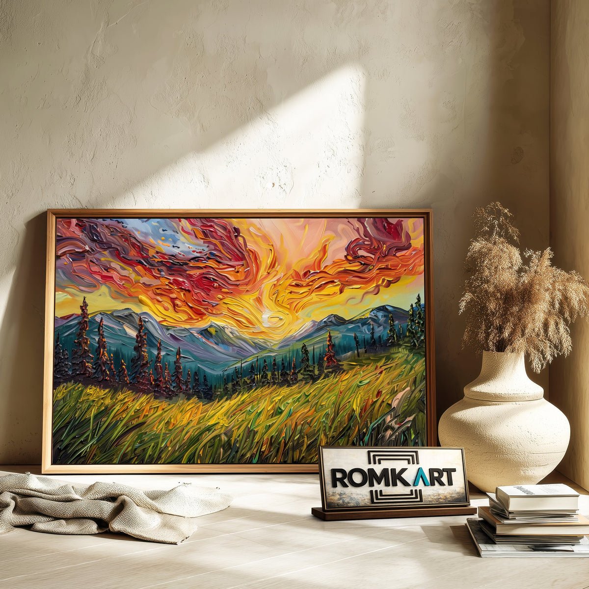 Mountain Pine Tree Landscape Forest Landscape Oil Painting - image 6