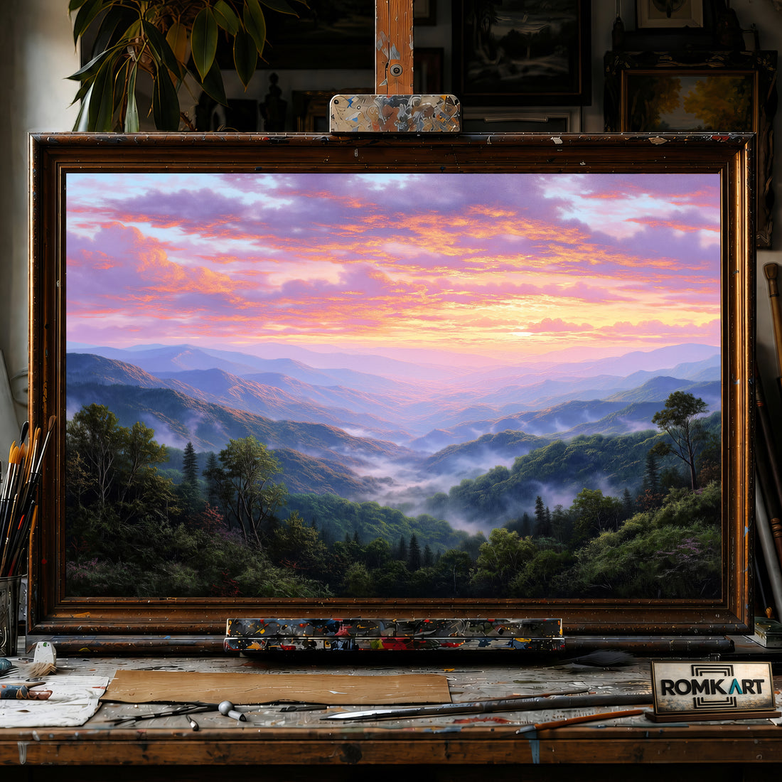 Mountain Ridges at Sunrise hand-painted oil painting on canvas