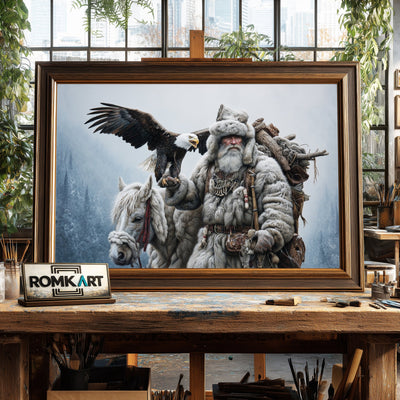 Mountain Trapper in Full Winter Figurative Oil Painting - image 2
